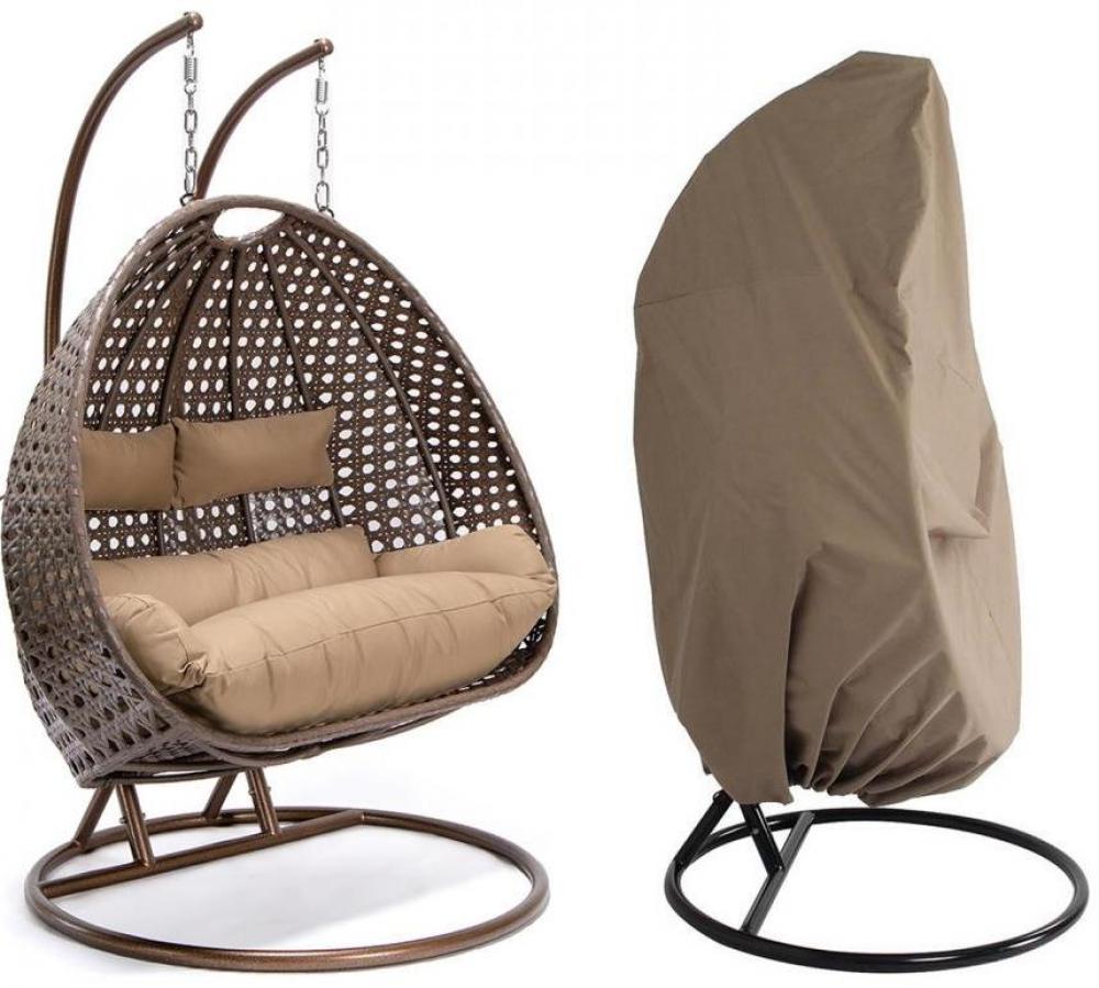 Deluxe Polyrattan Hängesessel TWIN braun oder grau mit Abdeckung<br>(Variante: Hängesessel braun + Abdeckung) Deluxe Polyrattan Hängesessel TWIN braun oder grau mit Abdeckung<br>(Variante: Hängesessel braun + Abdeckung)